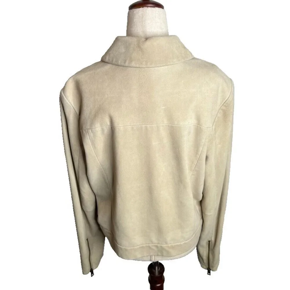 Madewell $498 Shrunken Zip-Front Jacket in Suede Light Sand Size 6 NO887 - Picture 5 of 11